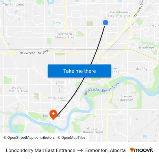 Londonderry Mall East Entrance to Edmonton, Alberta map