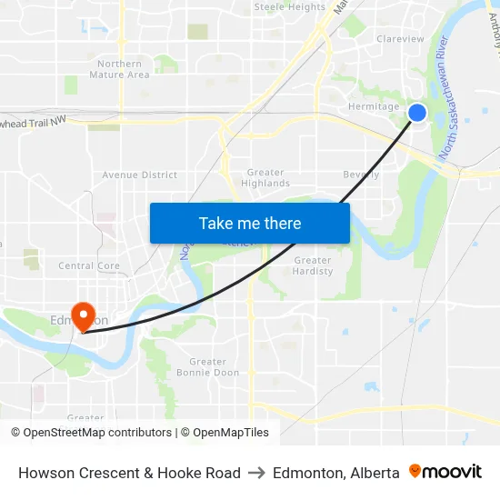 Howson Crescent & Hooke Road to Edmonton, Alberta map