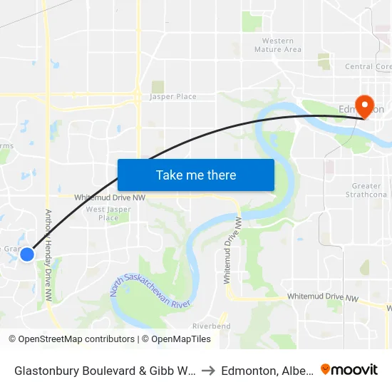 Glastonbury Boulevard & Gibb Wynd to Edmonton, Alberta map