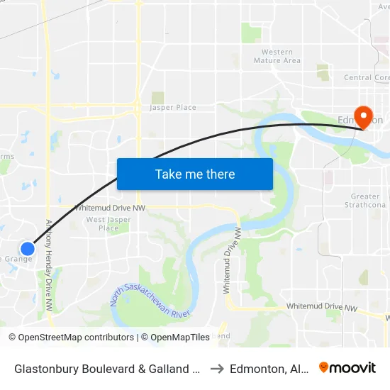 Glastonbury Boulevard & Galland Crescent to Edmonton, Alberta map