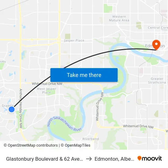 Glastonbury Boulevard & 62 Avenue to Edmonton, Alberta map