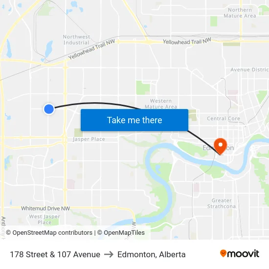 178 Street & 107 Avenue to Edmonton, Alberta map