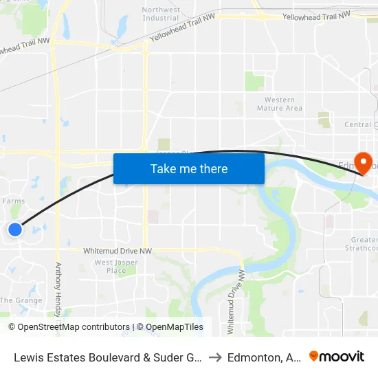 Lewis Estates Boulevard & Suder Greens Drive to Edmonton, Alberta map