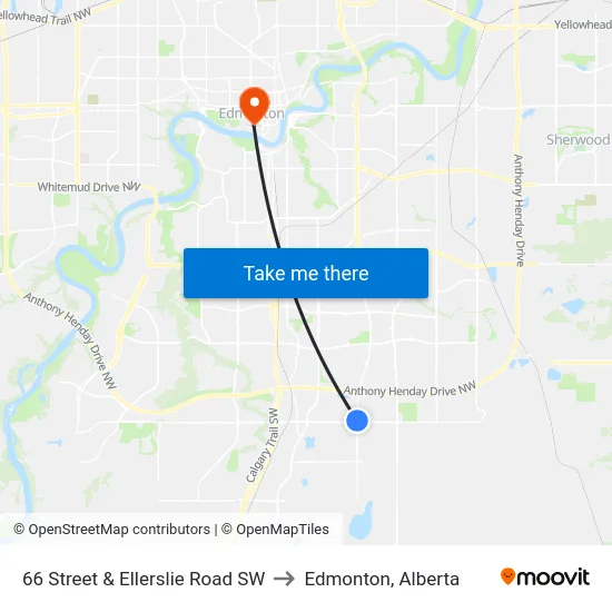 66 Street & Ellerslie Road SW to Edmonton, Alberta map