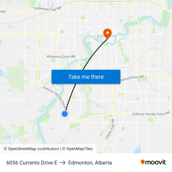 6056 Currents Drive E to Edmonton, Alberta map