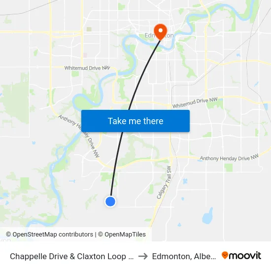 Chappelle Drive & Claxton Loop SW to Edmonton, Alberta map