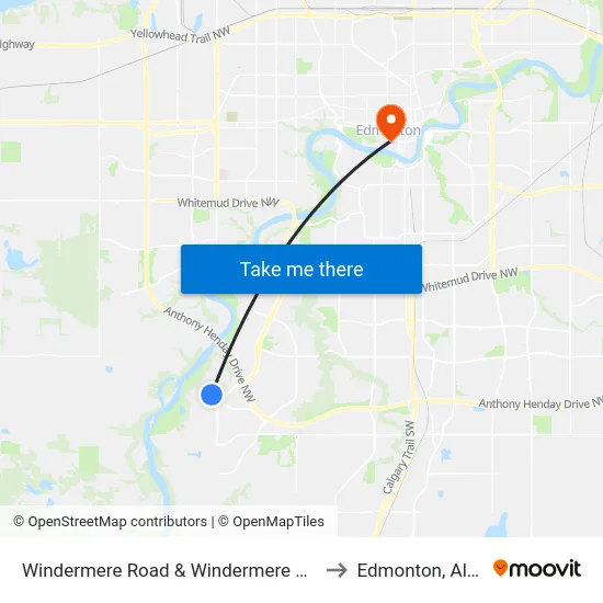 Windermere Road & Windermere Boulevard to Edmonton, Alberta map