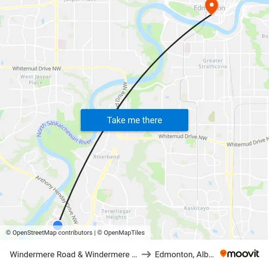 Windermere Road & Windermere Wynd to Edmonton, Alberta map