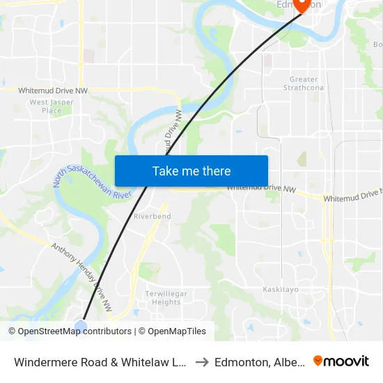 Windermere Road & Whitelaw Lane to Edmonton, Alberta map