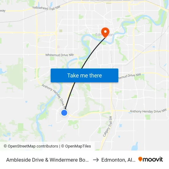 Ambleside Drive & Windermere Boulevard SW to Edmonton, Alberta map