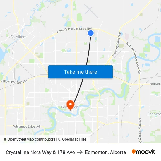 Crystallina Nera Way & 178 Ave to Edmonton, Alberta map