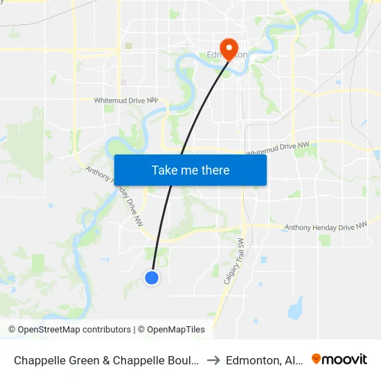 Chappelle Green & Chappelle Boulevard SW to Edmonton, Alberta map