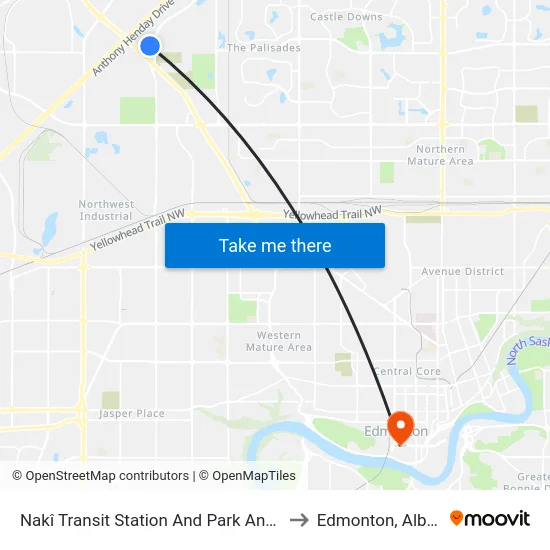Nakî Transit Station And Park And Ride to Edmonton, Alberta map