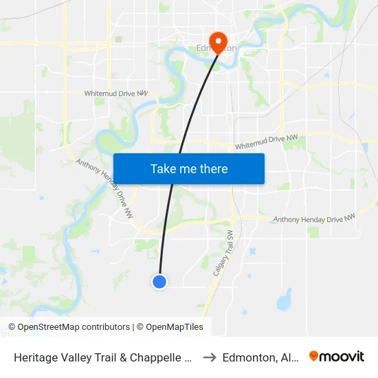 Heritage Valley Trail & Chappelle Road SW to Edmonton, Alberta map