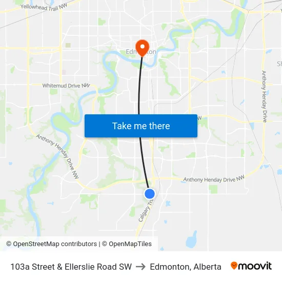 103a Street & Ellerslie Road SW to Edmonton, Alberta map