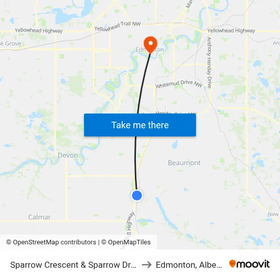 Sparrow Crescent & Sparrow Drive to Edmonton, Alberta map