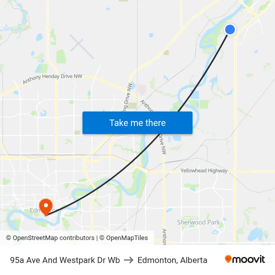 95a Ave And Westpark Dr Wb to Edmonton, Alberta map