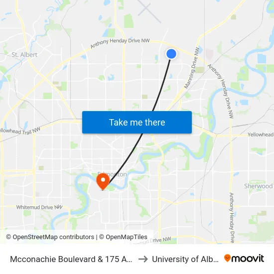 Mcconachie Boulevard & 175 Avenue to University of Alberta map