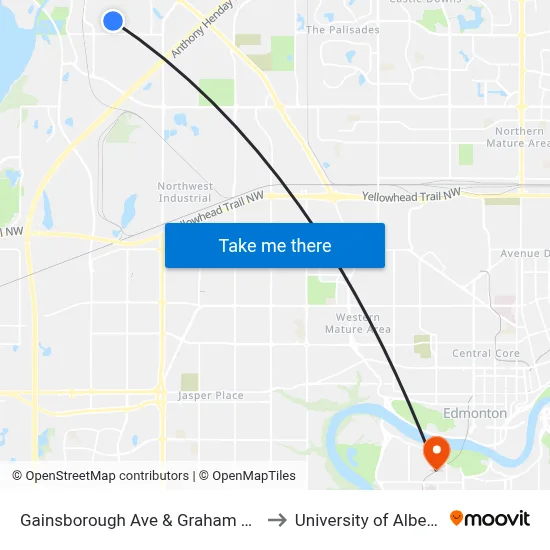Gainsborough Ave & Graham Ave to University of Alberta map