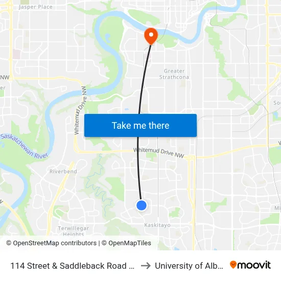 114 Street & Saddleback Road N Ent to University of Alberta map