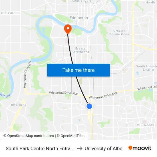 South Park Centre North Entrance to University of Alberta map