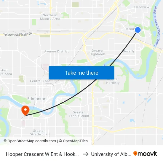 Hooper Crescent W Ent & Hooke Road to University of Alberta map