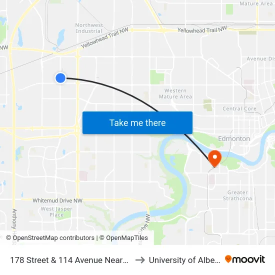 178 Street & 114 Avenue Nearside to University of Alberta map