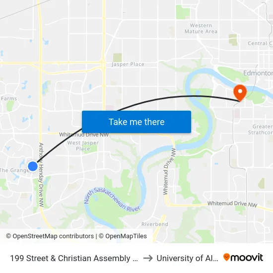 199 Street & Christian Assembly Driveway to University of Alberta map