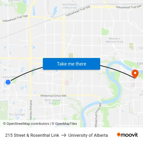 215 Street & Rosenthal Link to University of Alberta map