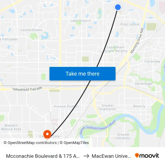 Mcconachie Boulevard & 175 Avenue to MacEwan University map