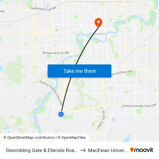 Glenridding Gate & Ellerslie Road SW to MacEwan University map