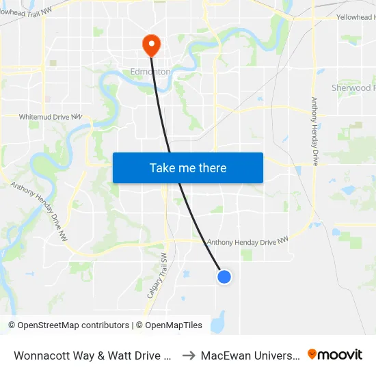 Wonnacott Way & Watt Drive SW to MacEwan University map