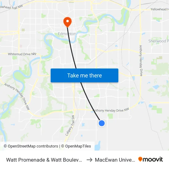 Watt Promenade & Watt Boulevard SW to MacEwan University map