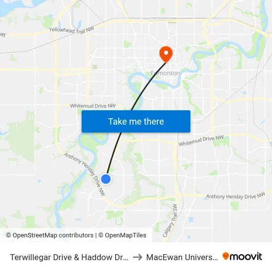 Terwillegar Drive & Haddow Drive to MacEwan University map