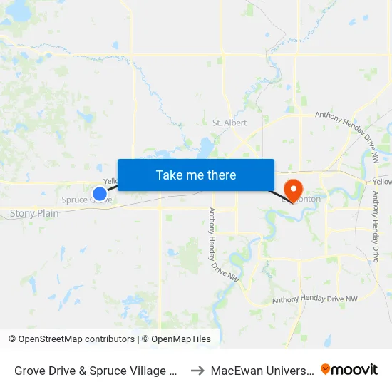 Grove Drive & Spruce Village Way to MacEwan University map