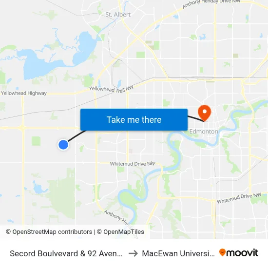 Secord Boulvevard & 92 Avenue to MacEwan University map