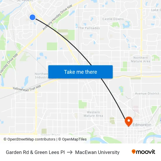 Garden Rd & Green Lees Pl to MacEwan University map