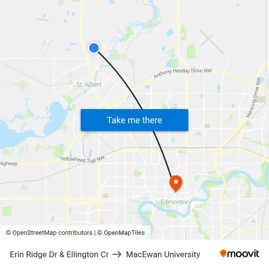 Erin Ridge Dr & Ellington Cr to MacEwan University map