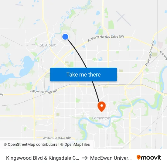 Kingswood Blvd & Kingsdale Cres to MacEwan University map