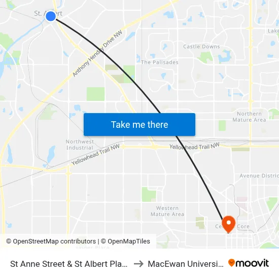 St Anne Street & St Albert Place to MacEwan University map