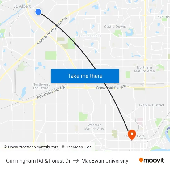 Cunningham Rd & Forest Dr to MacEwan University map