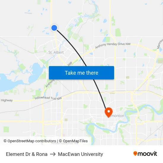 Element Dr & Rona to MacEwan University map
