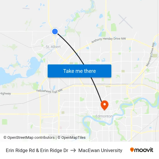 Erin Ridge Rd & Erin Ridge Dr to MacEwan University map