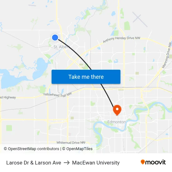 Larose Dr & Larson Ave to MacEwan University map