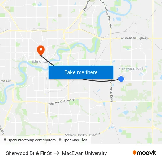 Sherwood Dr & Fir St to MacEwan University map