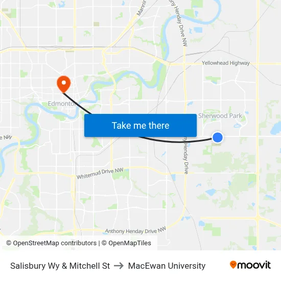 Salisbury Wy & Mitchell St to MacEwan University map