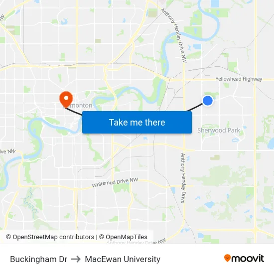 Buckingham Dr to MacEwan University map
