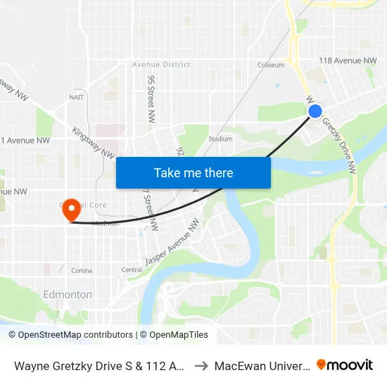 Wayne Gretzky Drive S & 112 Avenue to MacEwan University map
