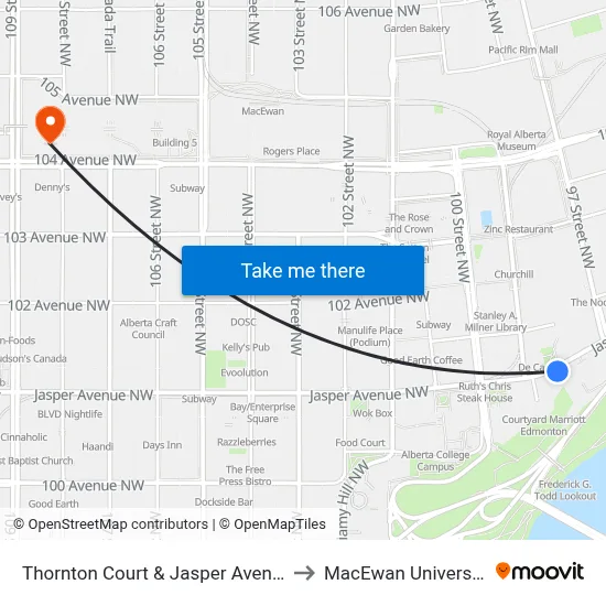 Thornton Court & Jasper Avenue to MacEwan University map