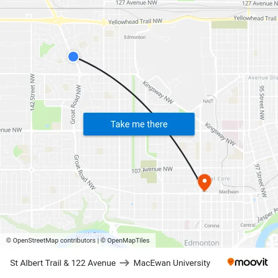 St Albert Trail & 122 Avenue to MacEwan University map